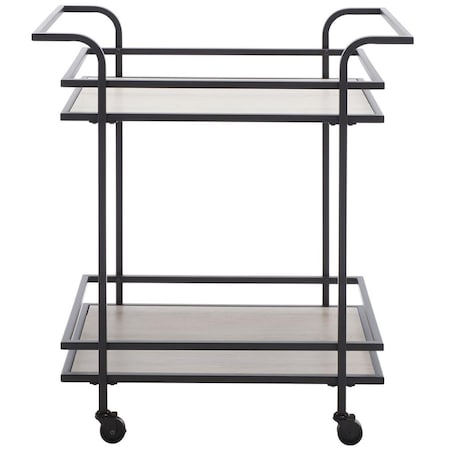 Safavieh 29.5 x 17.9 x 32.6 in. Lameris 2 Tier Bar Cart with Handles - Matte Black & Grey BCT8011A